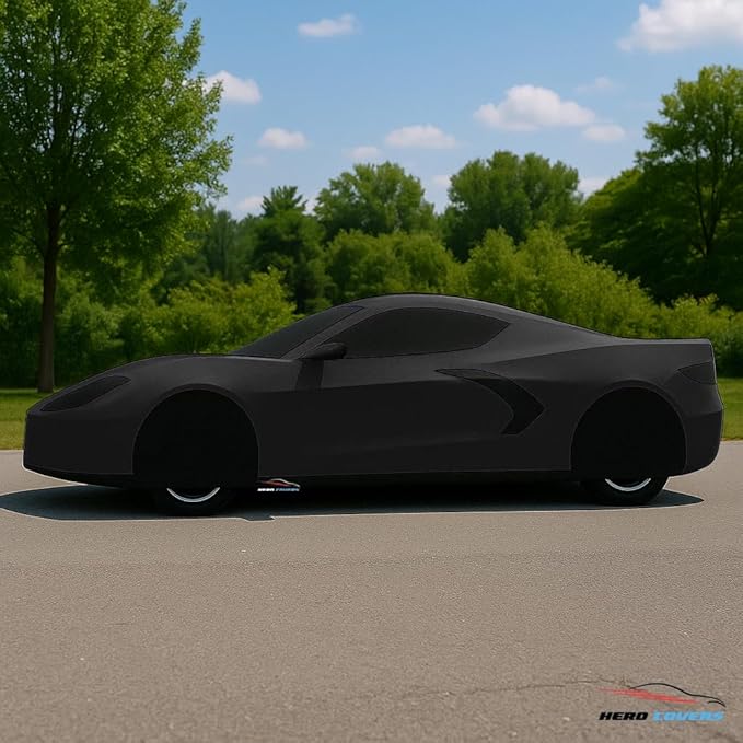 C8 Car Cover Fit for Corvette C8 Indoor and Outdoor Protection (Black)