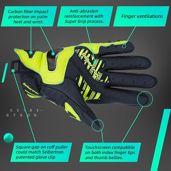 Seibertron SPS Series Touchscreen Motorcycle Motocross BMX ATV MTB Bicycle Cycling Full or Half Finger Gloves Adult and Youth