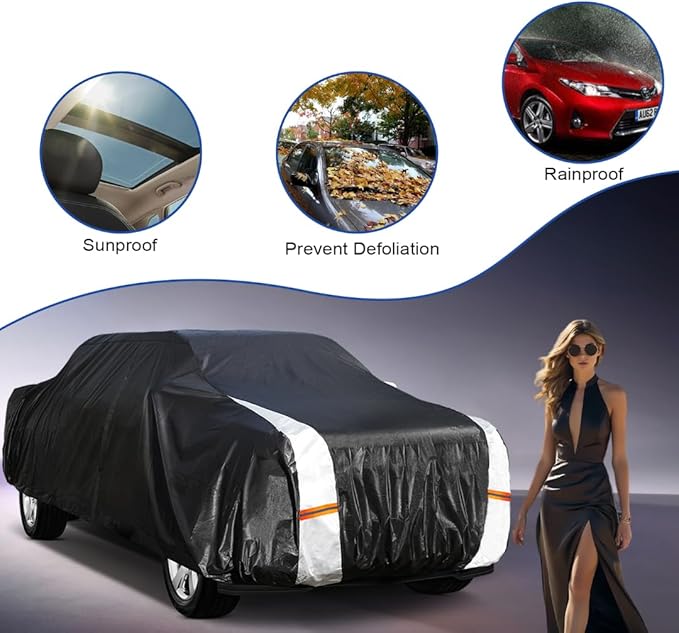 Ram 1500/2500/3500 Truck Cover Custom Fit 1994-2026 Club/Extended/Quad/Regular Cab SB (6.3'-8.1') with Door Zipper, 12 Layers Full Exterior Pickup Truck Cover Waterproof All Weather.