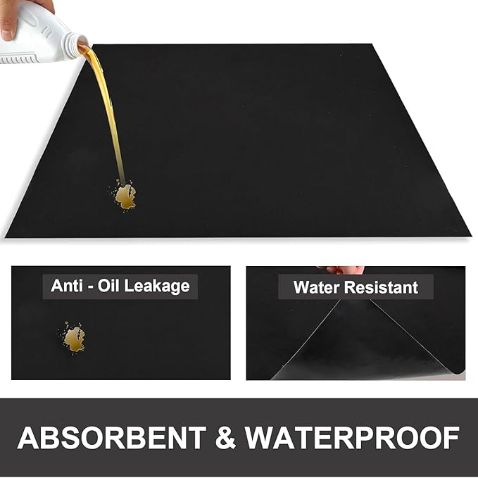 60 * 72IN Oil Spill Mat, Garage Floor Mat, Premium Absorbent Oil Pad, Waterproof, Protect Garage Surface from Spill & Stain, Reusable, Washable, Durable, Black