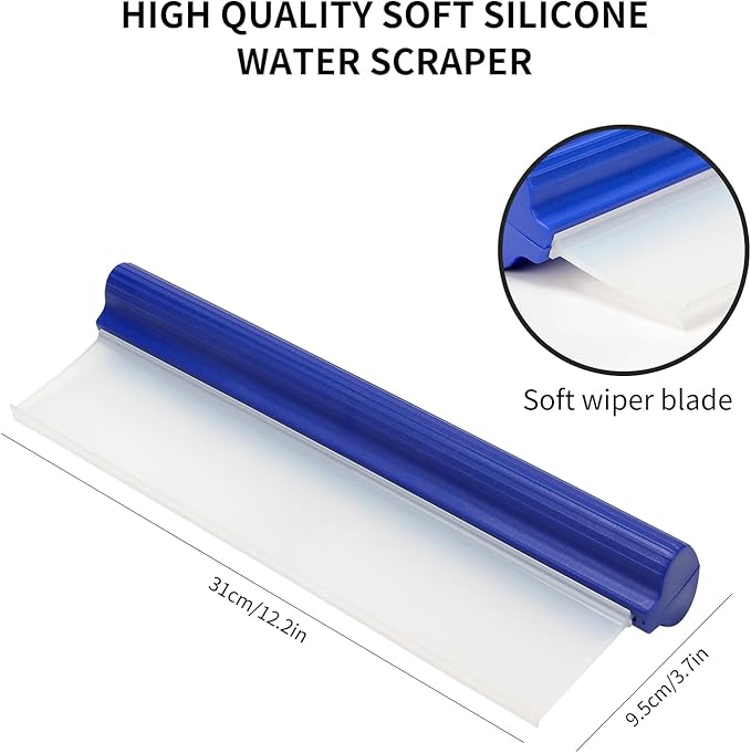2 Pack 12inch car Squeegee,Silicone Squeegee,car Window Squeegee,Flexible T-Bar Water Blade for Car for Car Or Home Use,Washing,Wiping Glass, Mirror,Shower Doors,Blue