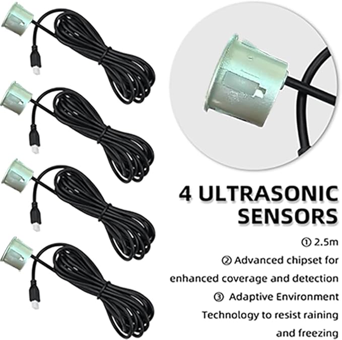 Parking Sensor Kit Backup Sensor Kit Reverse Sensor for Car 18 Color Options for Probes Adjustable Alarm Volume Professional Sensore de Reversa para Carro Safe Driving Assistant（Light Grey）