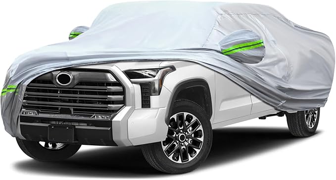 KEYOOG 6-Layer Full Car Cover Is All-Weather Waterproof, Heavy Outdoor Pickup Truck Covers, Universal in All Seasons, Snow Protection, Acid Rainproof, Sunscreen, UV Protection, Length up to 260 "(P-Xl