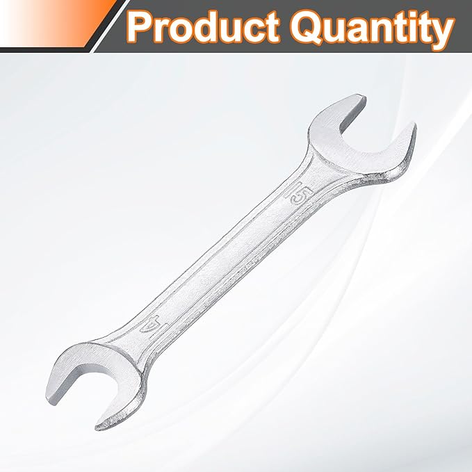 HARFINGTON Double Open End Wrench 14mm x 15mm Metric 15 Degree Offset Angle Small Flat Head Wrench Galvanizing Open Ended Spanner for Automotive Repair Furniture Assembly