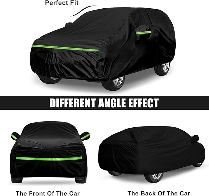Waterproof Car Cover Compatible with Toyota Sequoia 2001-2025, Black 210T All Weather Inside Cotton Cover with Door Zippers for Snow Rain Dust Outdoor Protection