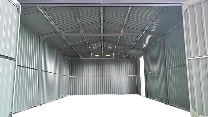 LANTRO JS Sheds & Outdoor Storage, 13x20ft Large Outdoor Metal Garage Shed, Heavy Duty Metal Shed with 2 Doors and 4 Vents Without Floor