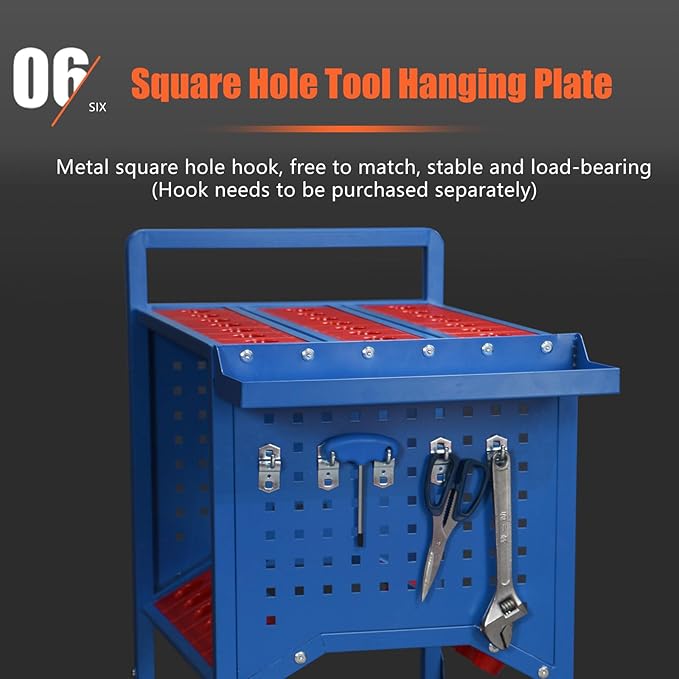 Blue Classic 50 Taper CNC Tool Holder Transfer Cart, 25 Capacity CAT/BT50 Service Carts with Wheels Heavy Duty, Multi-Function Workshop CNC Tool Trolley