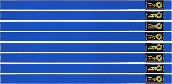 Quick-Straps by Wrap-It Storage - 18" (8-Pack) Blue - Hook and Loop Hose and Cable Organizers