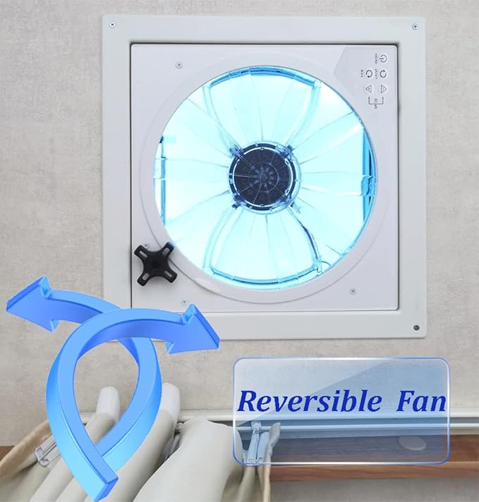 12V RV Roof Fan Vent 14'' 10 Speed Reversible Manual Lift (NO REMOTE)