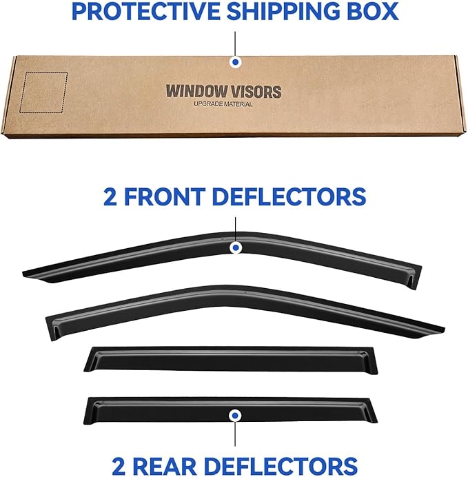 Window Visors Rain Guards for 2018-2024 Ford Expedition, Out-Channel Window Vent Wind Deflectors Visors Shades for 18-24 Expedition XL STX XLT MAX Limited King Ranch Platinum