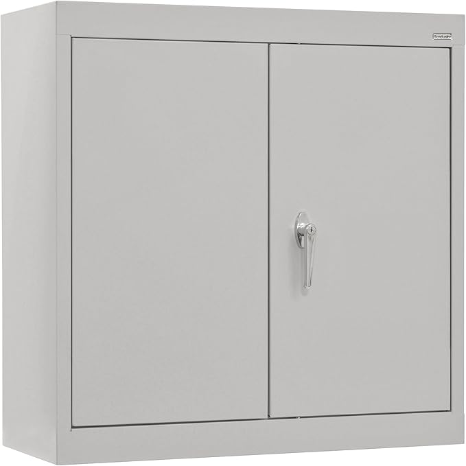 Sandusky Lee WA11301226-05 Wall-Mount Metal Storage Cabinet with Adjustable Shelf, Locking Handle, 200lb Capacity, 12" Depth x 30" Width x 26" Height, Dove Gray