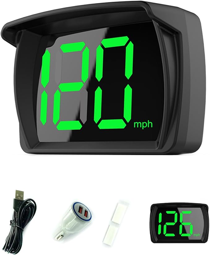 Shkalacar Car HUD Headup Display KM/H MPH GPS Digital Speedometer with LED Large Font Display for Car Truck SUV Motorcycle
