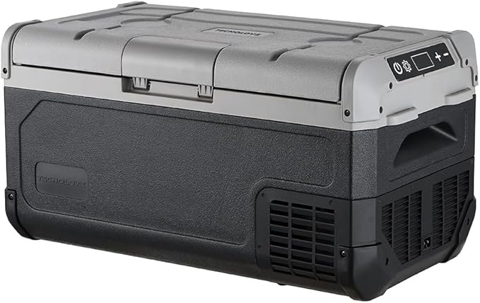 12V Car Refrigerator,32QT Portable Fridge Freezer with Blow Expansion Evaporator,-4℉~68℉ 12/24V DC & 120-240V AC Freezer Cooler for Truck RV SUV Camping Travel，Reversible Door