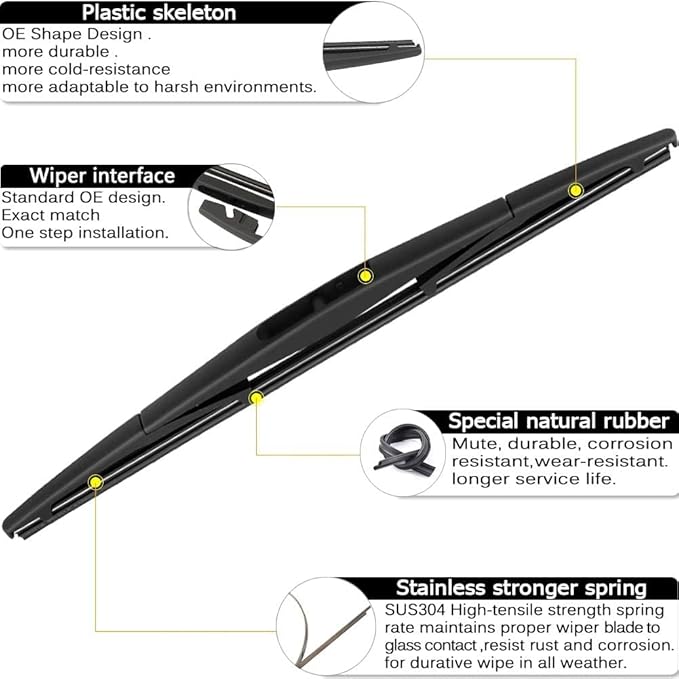 AUTOBOO 26"+16" Windshield Wipers with 12" Rear Wiper Blade Sets Replacement for Subaru Crosstrek Impreza 2018 2019 2020 2021 2022 2023-Original Factory Quality (Pack of 3)