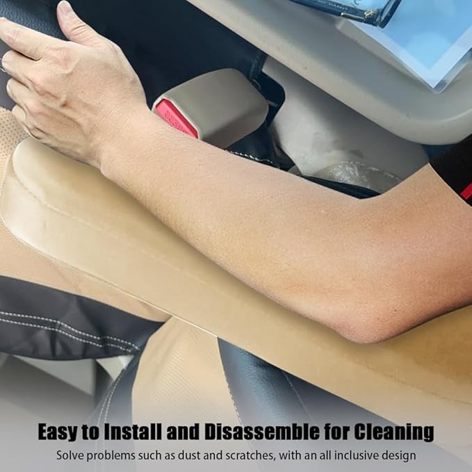 2PC Car Front Seat Armrest Covers,Universal Size Seat Arm Rest Cover,Flat Cloth Fabric Armrest Cover,Car Interior Accessories(Beige,1Pair)