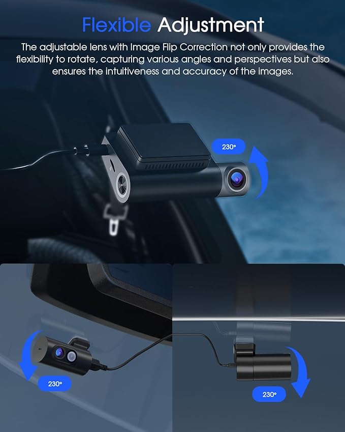 5K 3 Channel Dash Cam, Wi-Fi GPS with 64GB Card, 4K+1080P+1080P Front and Rear Inside Triple Car Camera with 3'' IPS Screen, IR Night Vision, Voice Control, 24H Parking Monitor, 512GB Max