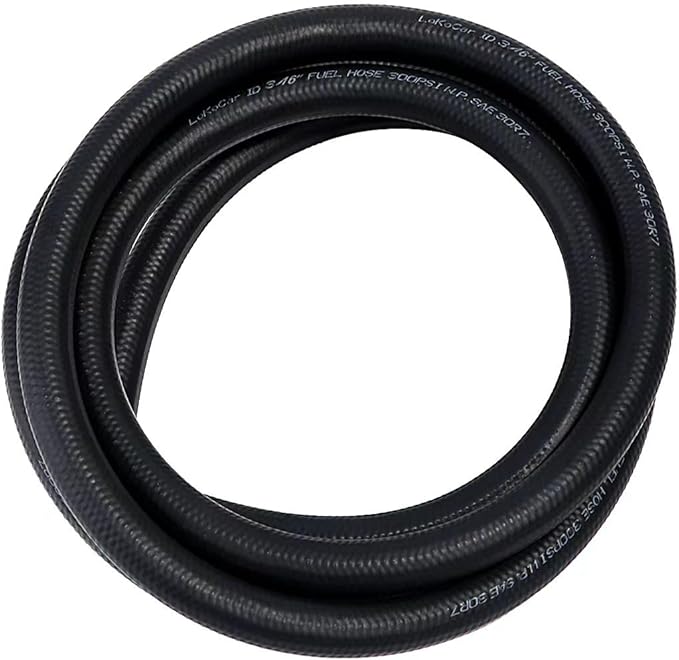 LokoCar Rubber Fuel Hose Line Push Lock 3/16" ID SAE 30R7 NBR 5ft 300PSI Black