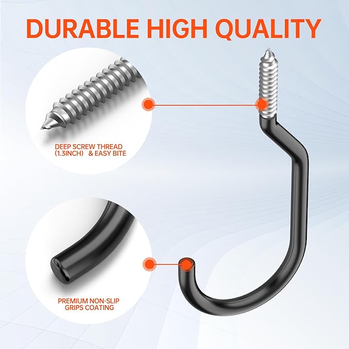 16-Pack Heavy Duty Bike Hook, Loading Capacity 100 LBS, 6 inch, Bike Hooks for Garage Wall and Garage Ceiling