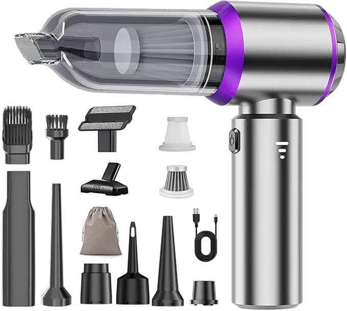 Mini Car Vacuum Cleaner,20000PA 4-in-1 Cordless Handheld Vacuum Cleaner with 6000mAh Battery Brushless Motor Hand Held Vacuum Air Duster & Air Blower & Pump for Car,Office and Home Cleaning