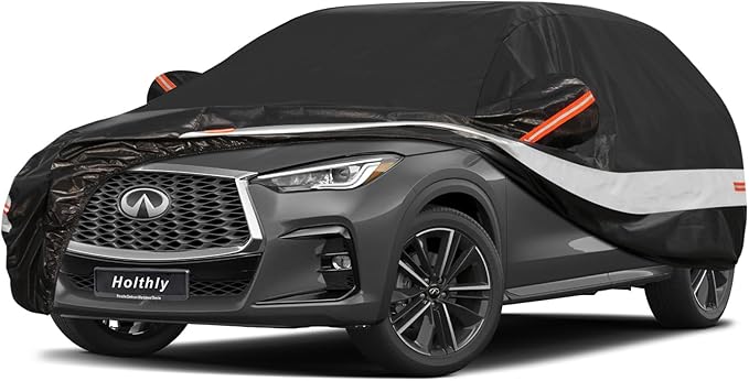 10 Layers SUV Car Cover Custom Fit for Infiniti QX50 QX55 (2021-2025), Waterproof All Weather for Automobiles, Outdoor Full Cover Sun Dust Rain Protection with Cotton. Black