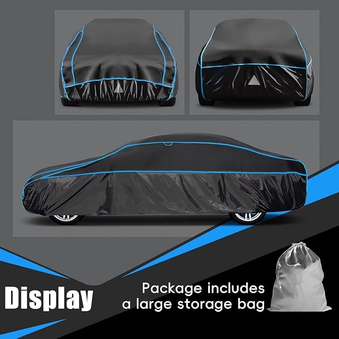 Hail Protector Car Cover, Outdoor Anti Hail Car Covers Thick Multi-Layered EVA, Hail Proof Car Cover Waterproof All Weather, Hail Protection Padded Fit Sedan/Coupe (Length 186 to 193 inch