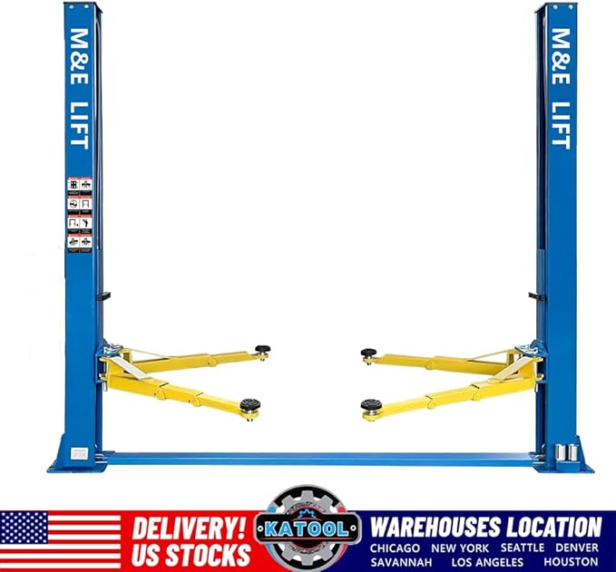 110v 9000lbs 2 Post Lift Car Lift Auto Hoist Full Rise Time 50SEC 2 Post Truck Lift for Home/Shop Automotive Lift for Repair Shop, Blue