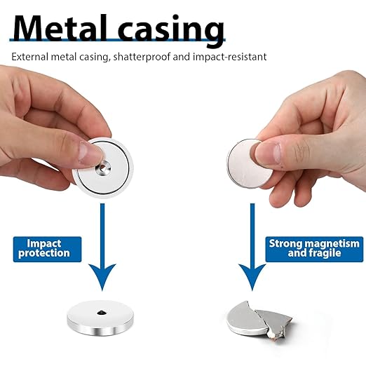 LOVIMAG Strong Rare Earth Magnets, 3 Sizes - Neodymium Cup Magnets with Countersunk Hole and Screw for Tool Organizer, Fridge, Cabinet - Pack of 12