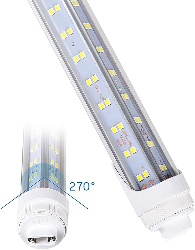 R17D 10PCS 8ft LED Tube Light - 8 Foot Led Bulbs, 96'' - 15000LM, 144W, Cold White 6000K, Clear Lens