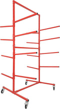 HECASA Bumper Adjustable Storage Rack Steel Floor Mobile Bumper Storage Rack - Double Sided for Automobile Parts Storage Red Powder Coated