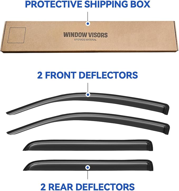 Window Visors Rain Guards for 2008-2022 Toyota Sequoia, Out-Channel Window Vent Wind Deflectors Visors Shades for 08-22 Sequoia