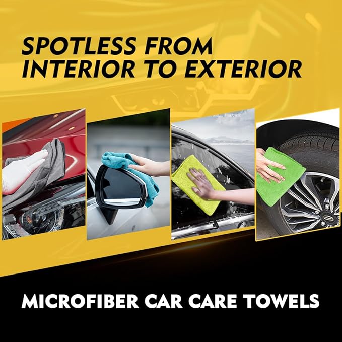 HOMEXCEL Microfiber Cleaning Cloth 12 Pack, 12.5 x 12.5 Inch Microfiber Towels for Cars, Ultra Absorbent Cleaning Rags, Lint Free Cleaning Towels for Household, Kitchen, Window, and Car, Multicolor