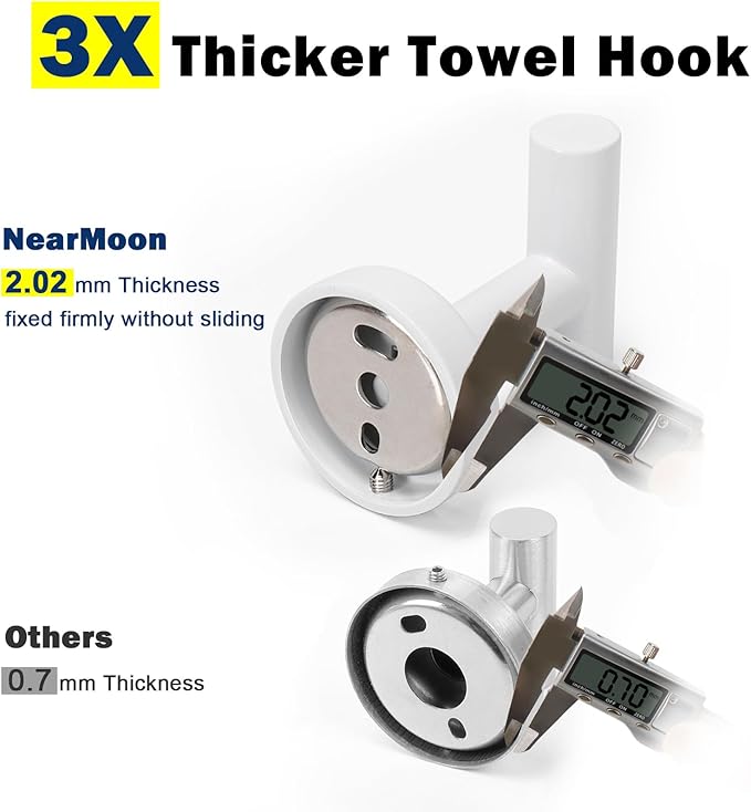 NearMoon Bath Towel Hooks- SUS 304 Stainless Steel Robe Hook Holder, Heavy Duty Coat Hook for Bathroom Livingroom Hotel Kitchen Garage, Wall Mounted- 4 Pack (White)