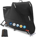 Motorbike Cover Waterproof Outdoor, Motorcycle Scooter Moped Rain Dust Cover with 5 Reflective Strips and 2 Windproof Buckles, 2 Lock-Holes fits Cruisers Sportbikes (1XL: 91 x 35 x 49 inch)
