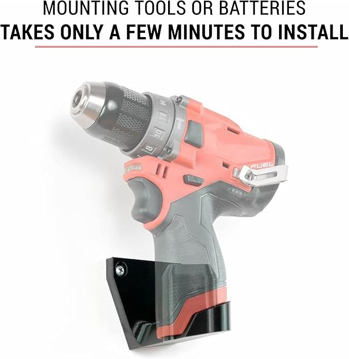 Spartan Mounts Wall Hook for Milwaukee M12 Tools Left - 12 Volt Power Tool Holder, High Strength Low Profile Bracket, Convenient Easy Access Garage Organization