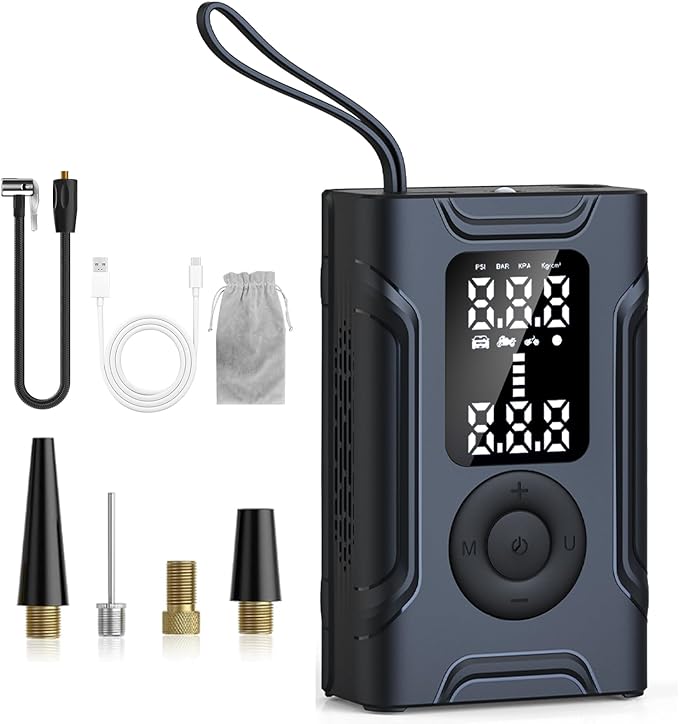 Tire Inflator Portable Air Compressor, Air Pump for Car Tires, 150PSI 20000mAh & 2X Faster Auto Tire Inflator with LED Light, LCD Display, Electric Air Pumps for Car Motorcycle Bike Balls