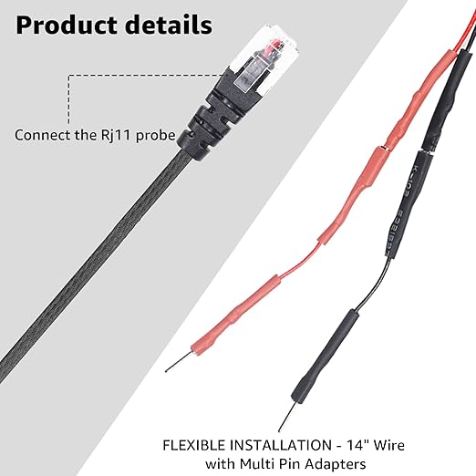 1PC RJ11 Replacement Mirror Wire Power Cord for Uniden Radar Detectors，Fits R4 R3 R1 R7 R8 Model(3005201U)