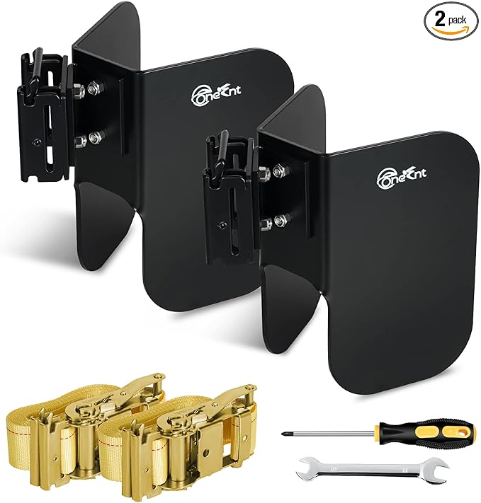 2pcs E-Track Wheel Chock & Strap Kit |E Track Motorcycle Wheel chocks for for E-Track System|E-Track Accessories for Enclosed Trailer Hold Dirt Bike, Motorcycle Tire for Garages and Trailers