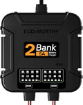 ECO-Worthy 2-Bank Marine Battery Charger 10A (5A/Bank), IP68 Waterproof 12V Charger & Maintainer for Boat RV Car, Lead-Acid LiFePO4 & Calcium Battery Desulfator