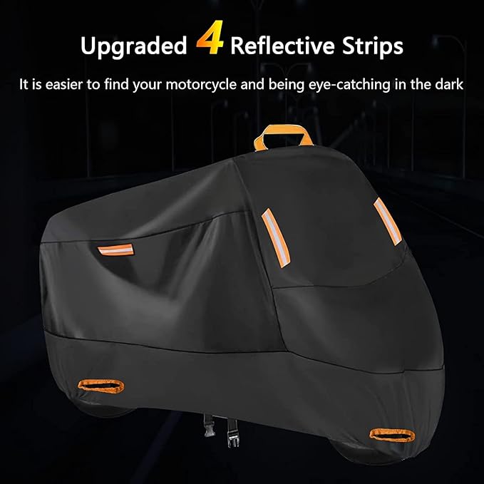 Motorcycle Cover Waterproof Outdoor for Touring Cruiser, Fits up to 108" Honda VTX 1300 Shadow Goldwing Street Glide Road King Sportster Kawasaki Vulcan Yamaha Royal Star (4XL: 108"x 37"x 55")