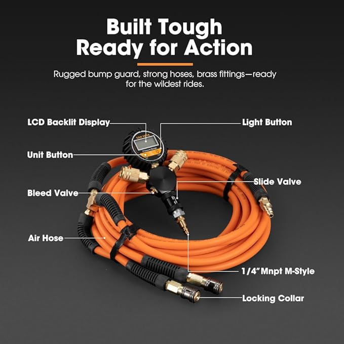 SanHima 4 Tire Inflation Deflation System - Fits up to 200" Wheelbase, Fast High Flow 4-Way Air Down Tire Inflator Deflator for Truck Car Trailer Motocycle