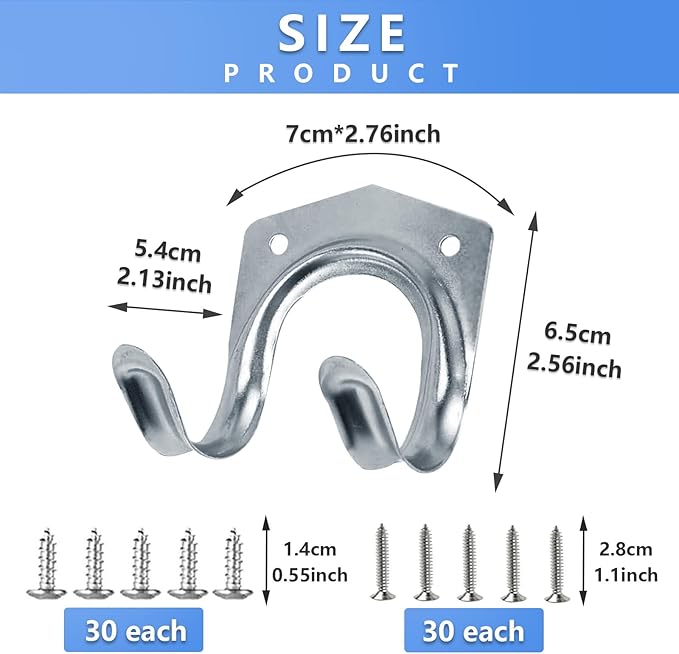 15 Pack Tool Hanger Hooks, Wall Mount Garage Garage Shed Hooks Heavy Duty for Hanging Ladder & Ropes