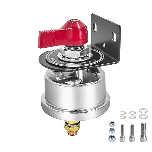 High Current Battery Disconnect Switch 200A,12-48V Battery Power Cut Off Isolator Switch with Face Plate for Car Yacht ATV RV Truck(Red)