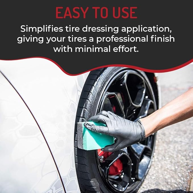 Hi-Tech Tire Dressing Applicator 12 Pack - Durable and Reusable, Contoured Tire Shine and Dressing Sponge for Your Car's Wheels