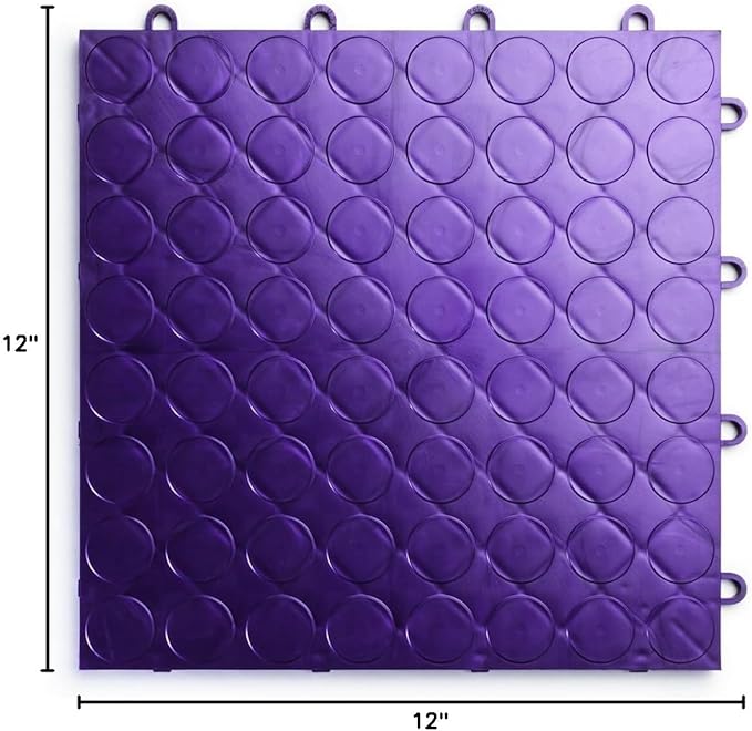 Big Floors RaceDeck CircleTrac, Interlocking Non-Slip Garage Flooring Tile, Durable, Modular, Heavy-Duty Copolymer, Easy Install (Purple, 12 Pack of 12 x 12" Tiles)