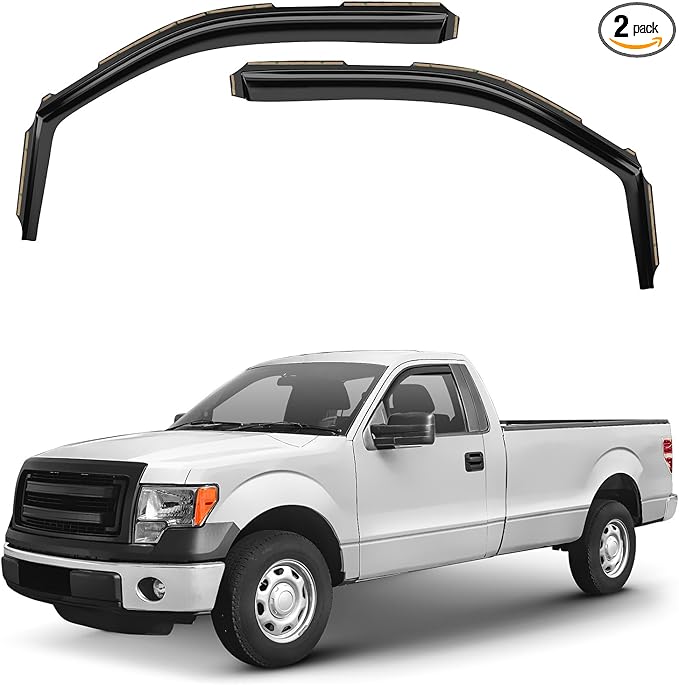 Window Deflectors Smoke Tinted in-Channel Side Window Vent Visor Deflectors Rain Guards Compatible with F-150 2009-2014 Regular Cab, Standard Cab - 2pcs. GW0877