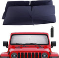 Windshield Sun Shade Umbrella: for Jeep Gladiator(JT)-2020-2025 -4-Layers Front Custom Car Window Shades - Double Thickened Foldable Jeep Gladiator(JT) Sunshades Block UV Keep Cool
