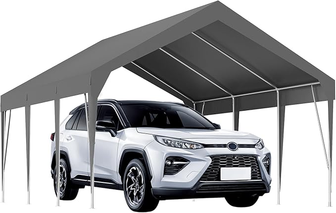 13x20ft Heavy Duty Carport Outdoor Car Canopy UV Resistant Waterproof Party Tent All-Season Portable Garage Gazebo Shelter for Car, Storage Shed (Gray)