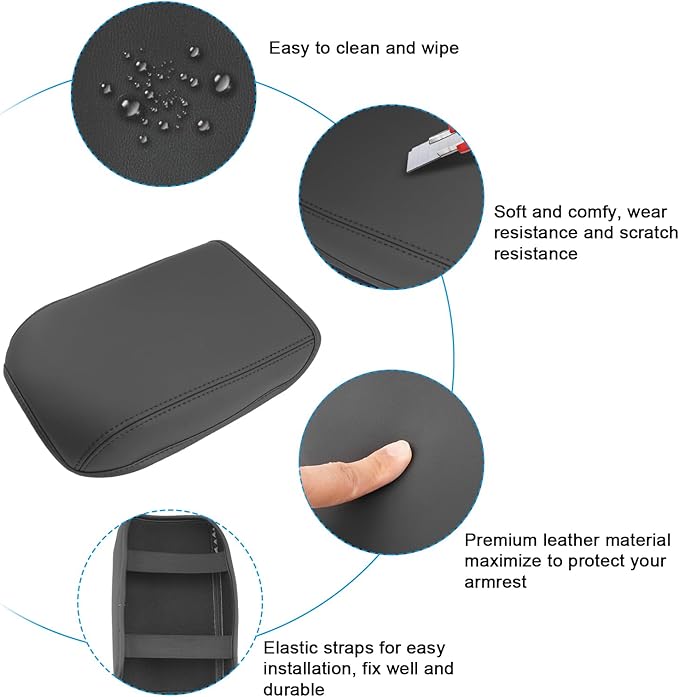 SXCY for 2025 VW Tiguan Armrest Cover for 2025 Volkswagen Tiguan Accessories 2025 Tiguan Center Console Cover 2025 Tiguan Middle Console Cover (Thin Cover with Black Line)