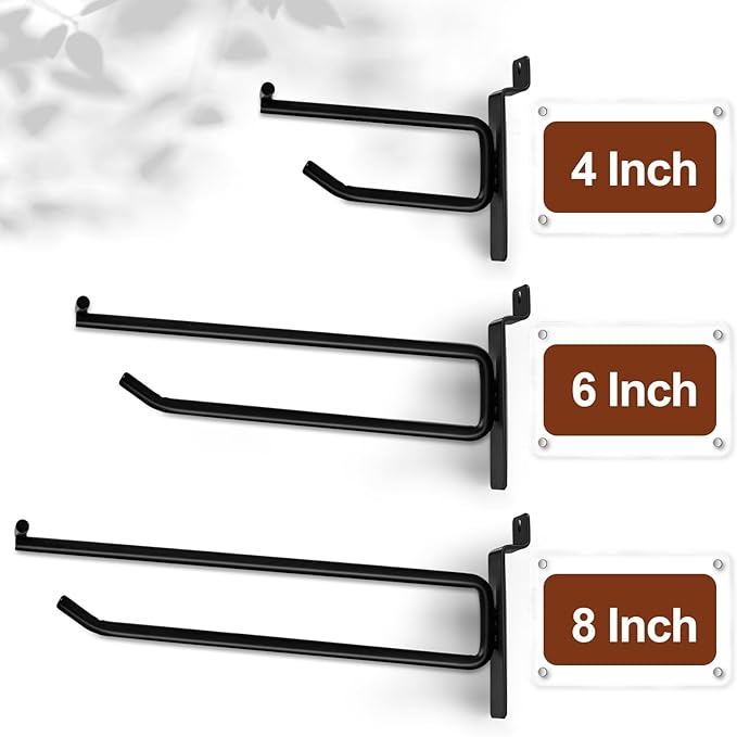 Polmart Heavy Duty Black Slatwall Panel Double-Bar Hooks - 50 Pack (4-inch)