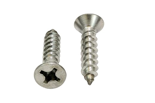 Bolt Dropper #12 X 1-1/2'' Stainless Steel Flat Head Phillips Wood Screw, (25 pc), 18-8 (304) Stainless Steel Sheet Metal Screws - Type A Point, Plain Finish